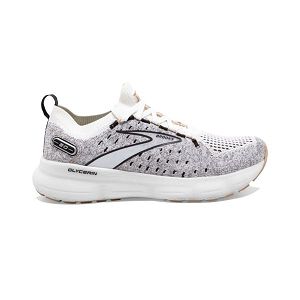 Brooks Glycerin StealthFit 20 Womens Road Running Shoes White/Black/Grey | USA-TQH571204